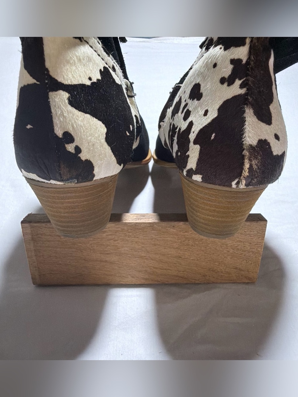 Dingo Black Suede Ankle Boots with Cowhide Heel Accent - Picture 5 of 9
